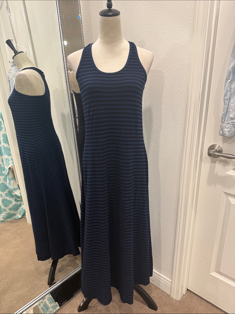 Hard Tail Navy and Black Striped Racerback Maxi Dress